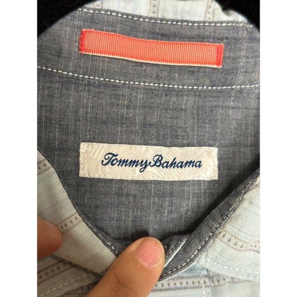 Tommy Bahama Men's Large Striped Island Button-Up Collared SS Shirt Marlin - Picture 12 of 13